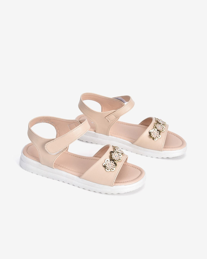 Giày Sandals Trẻ Em Đính Hoa Ngọc-SCS04-Kem Color2