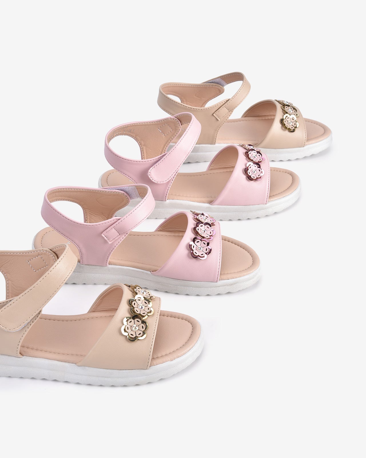 Giày Sandals Zucia Trẻ Em Đính Hoa Ngọc-SCS04-Kem Color1