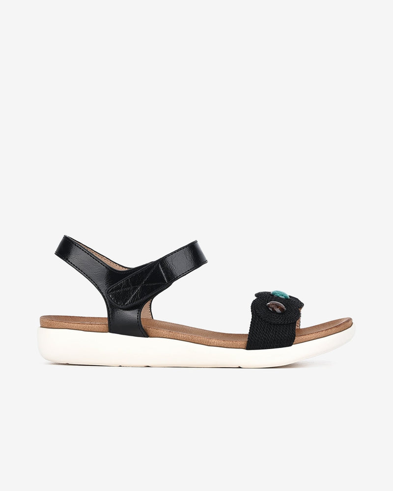 Giày Sandal Zucia Quai Tròn Cách Điệu Đính Hạt-SHLE4-Đen Color1First