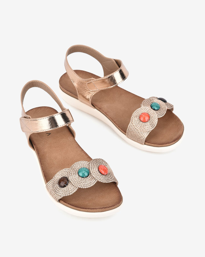 Giày Sandal Zucia Quai Tròn Cách Điệu Đính Hạt-SHLE4-Hồng Color1
