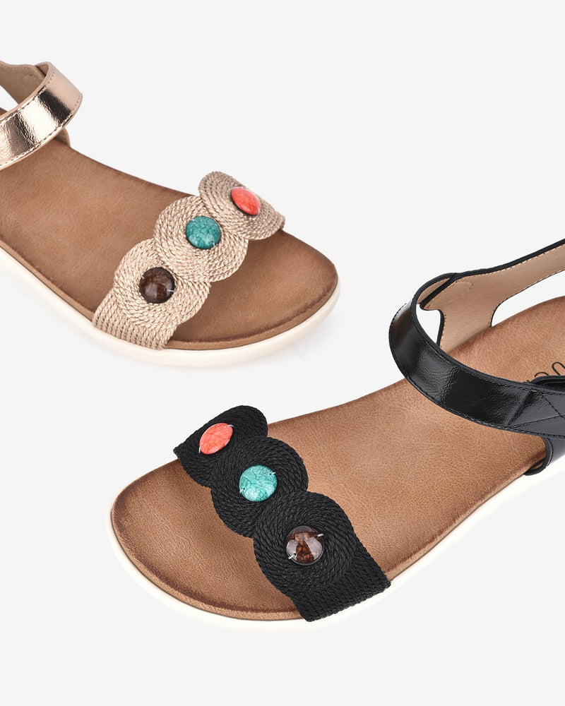 Giày Sandal Zucia Quai Tròn Cách Điệu Đính Hạt-SHLE4-Hồng Color2