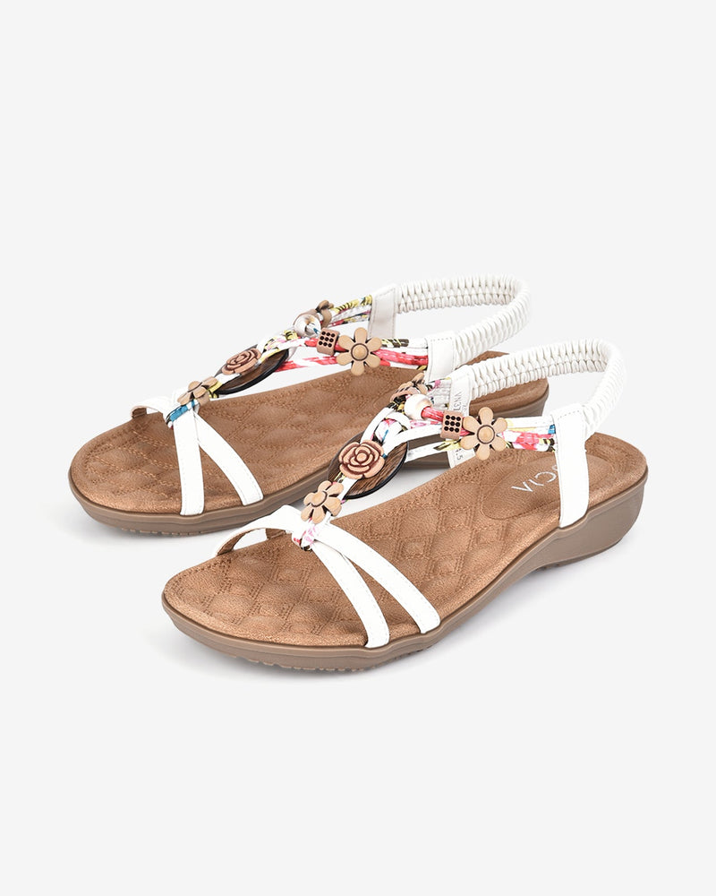 Giày Sandal Zucia Quai Chéo Đính Hoa-SHLE7-Trắng Color2