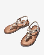 Giày Sandal Zucia Đế Bằng Quai Phối Đá-SHLH1Kem Color1