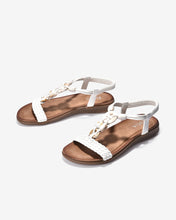 Giày Sandal Zucia Đế Bằng Quai Đan Đính Đá-SHLH2-Trắng Color1