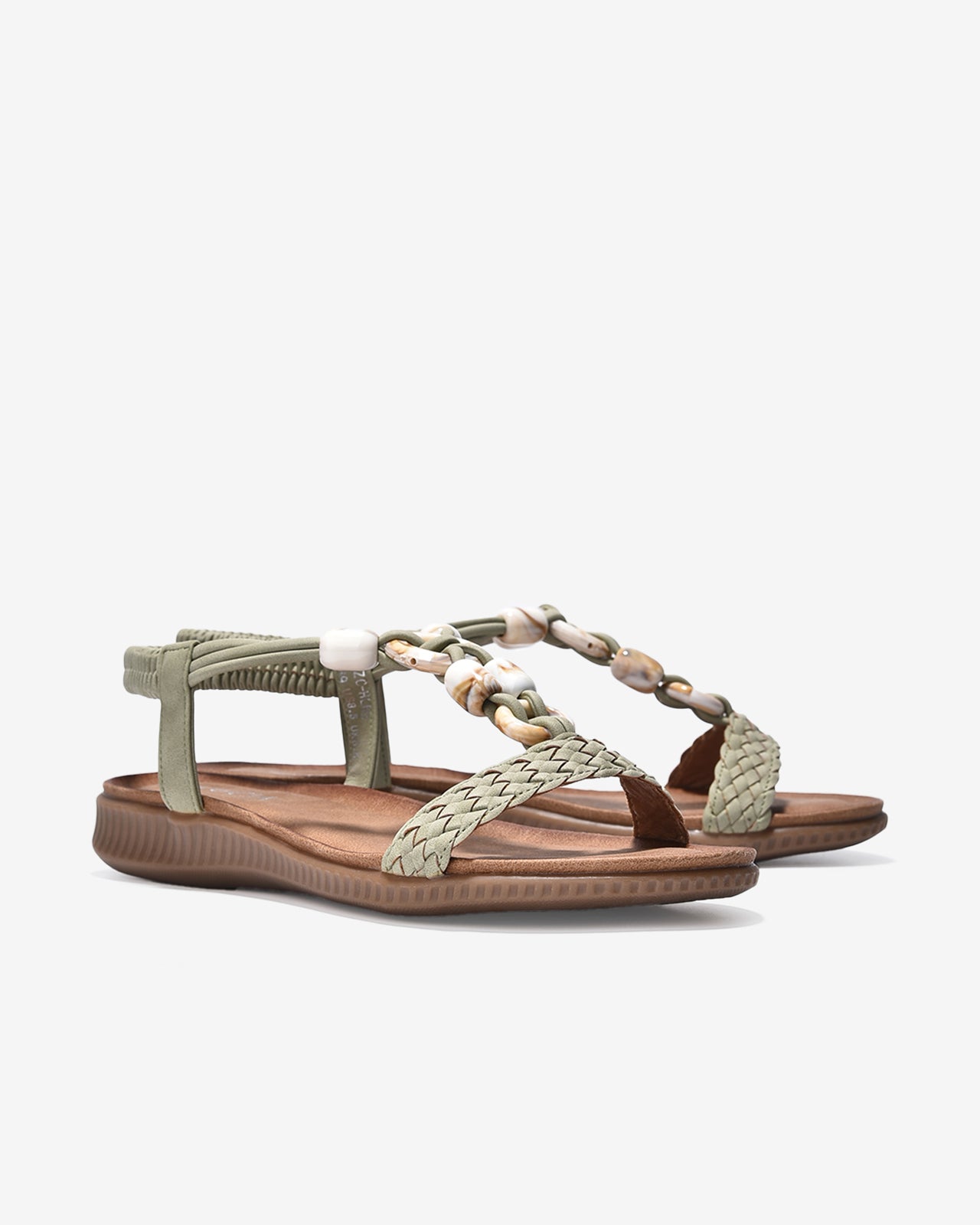 Giày Sandal Zucia Đế Bằng Quai Đan Đính Đá-SHLH2-Xanh Lá Color1