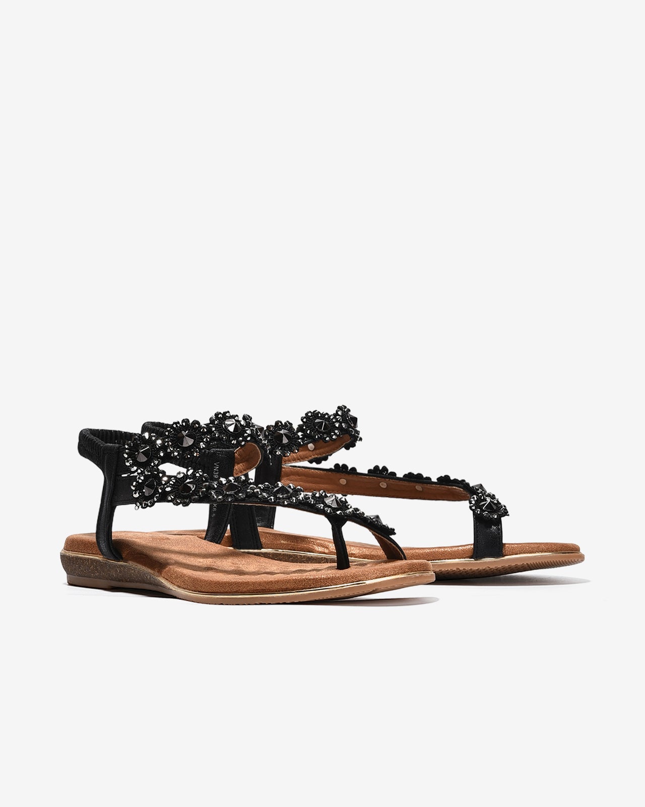 Sandal Kẹp Nữ Zucia Quai Chéo Đính Đá-SHLK6-Đen Color1