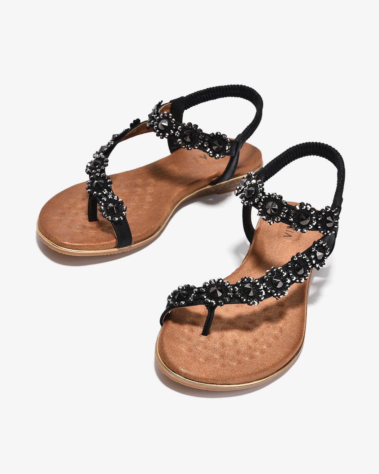 Sandal Kẹp Nữ Zucia Quai Chéo Đính Đá-SHLK6-Đen Color1