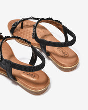 Sandal Kẹp Nữ Zucia Quai Chéo Đính Đá-SHLK6-Đen Color1