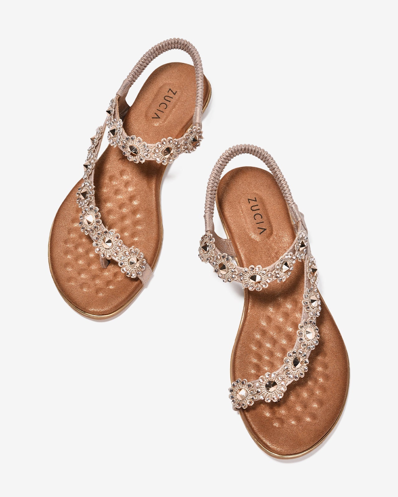 Sandal Kẹp Nữ Zucia Quai Chéo Đính Đá-SHLK6-Hồng Color1