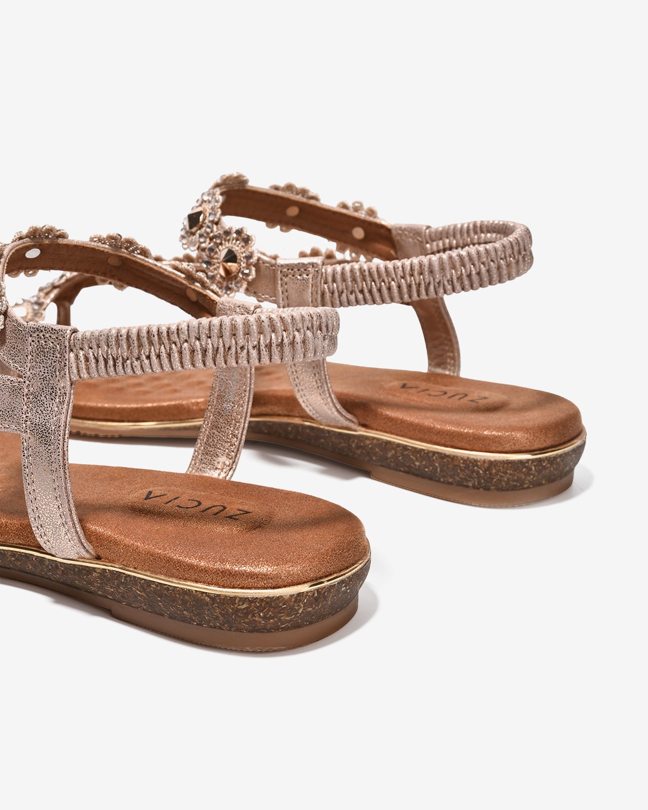 Sandal Kẹp Nữ Zucia Quai Chéo Đính Đá-SHLK6-Hồng Color1