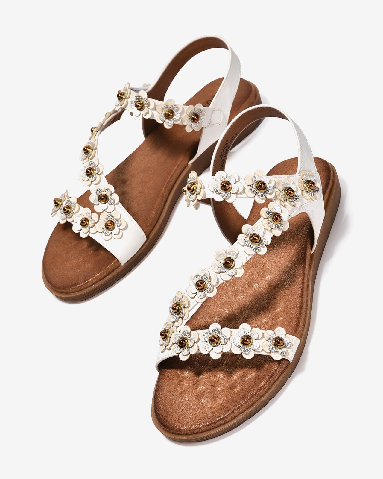 Sandal Kẹp Nữ Zucia Quai Dán Đính Hoa Nổi-SHLK7-Trắng Color1