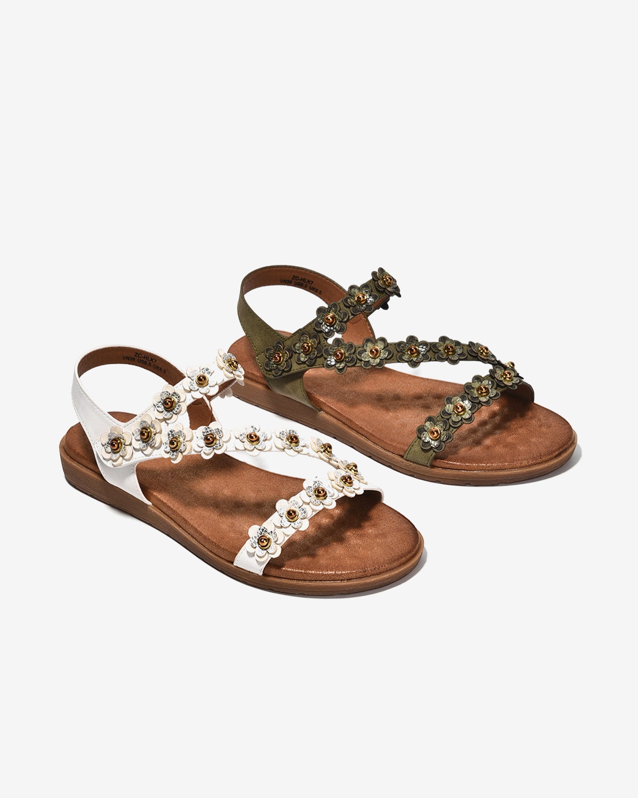 Sandal Kẹp Nữ Zucia Quai Dán Đính Hoa Nổi-SHLK7-Trắng Color1
