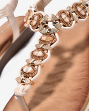 Sandal Kẹp Nữ Zucia Đính Charm Kim Loại Phối Hạt-SHLK8-Kem Color1