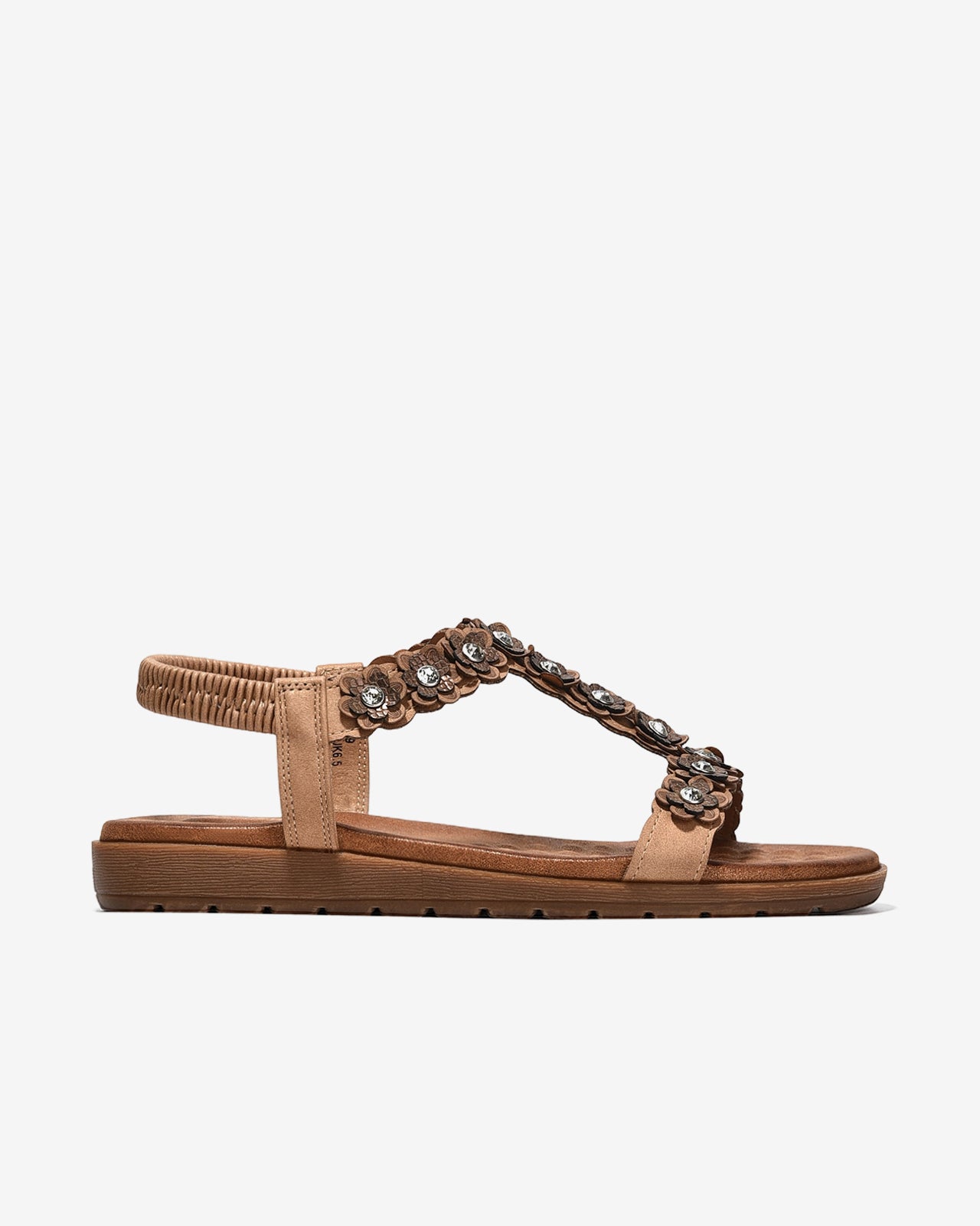 Sandal Kẹp Nữ Zucia Quai T-Strap Đính Hoa-SHLK9-Nâu Color1First