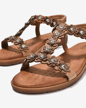 Sandal Kẹp Nữ Zucia Quai T-Strap Đính Hoa-SHLK9-Nâu Color1