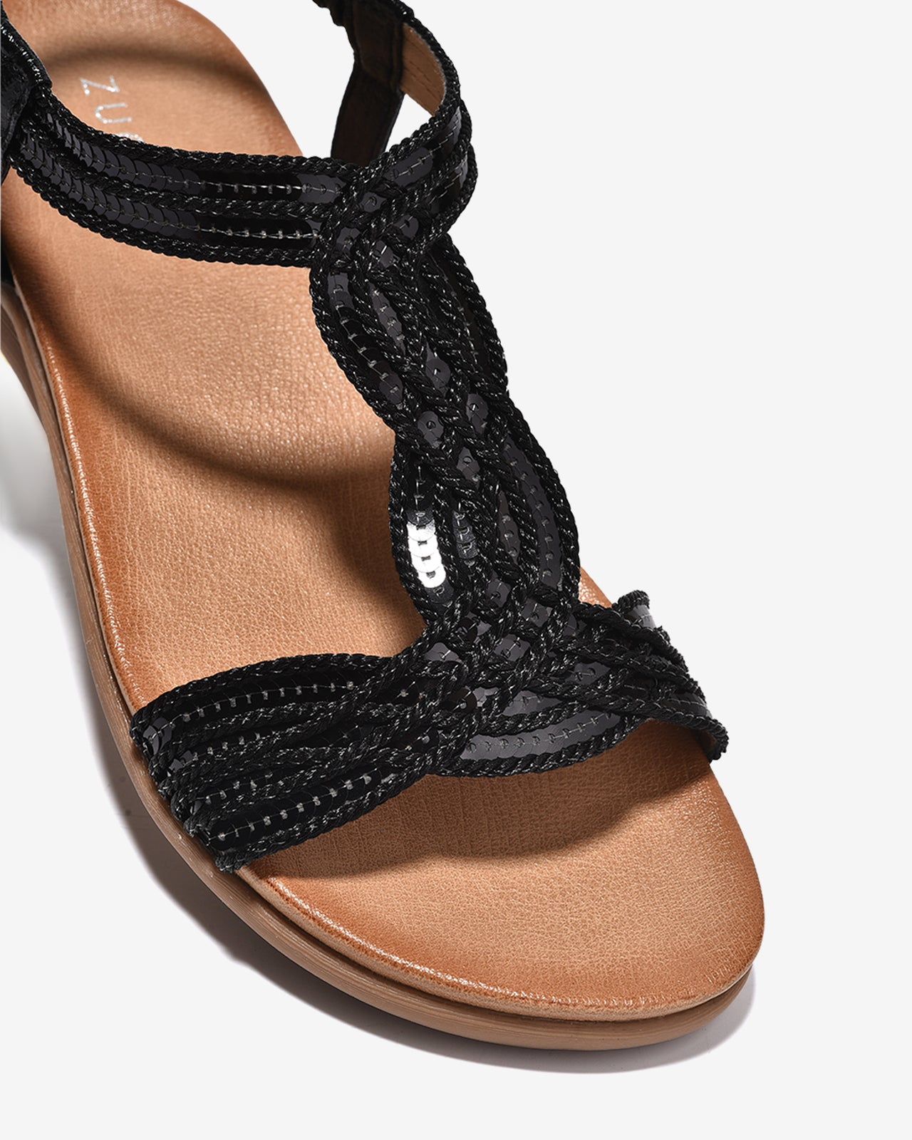 Sandal Nữ Zucia Quai T-Strap Ánh Kim-SHLO3Đen Color1