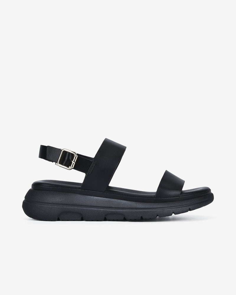 Giày Sandal Nữ Zucia Đế Bằng Quai Ngang Trơn-SRX66-Đen Color1First