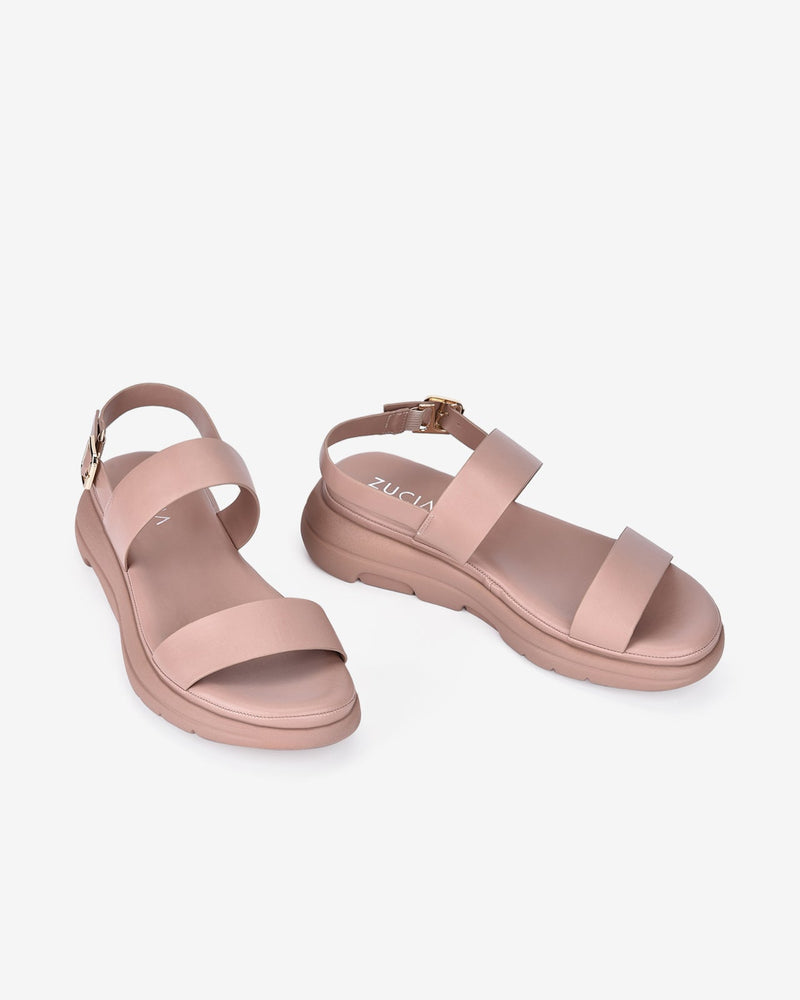 Giày Sandal Nữ Zucia Đế Bằng Quai Ngang Trơn-SRX66-Hồng Color2