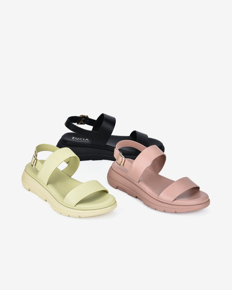 Giày Sandal Nữ Zucia Đế Bằng Quai Ngang Trơn-SRX66-Hồng Color1