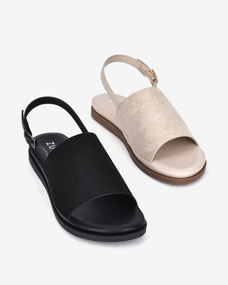 Giày Sandal Zucia Đế Bằng Quai Nhung-SRX81-Đen Color1