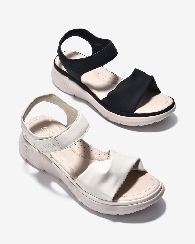 Giày Sandal Zucia Quai Trơn Xoắn Cách Điệu-SRXA7Kem Color2