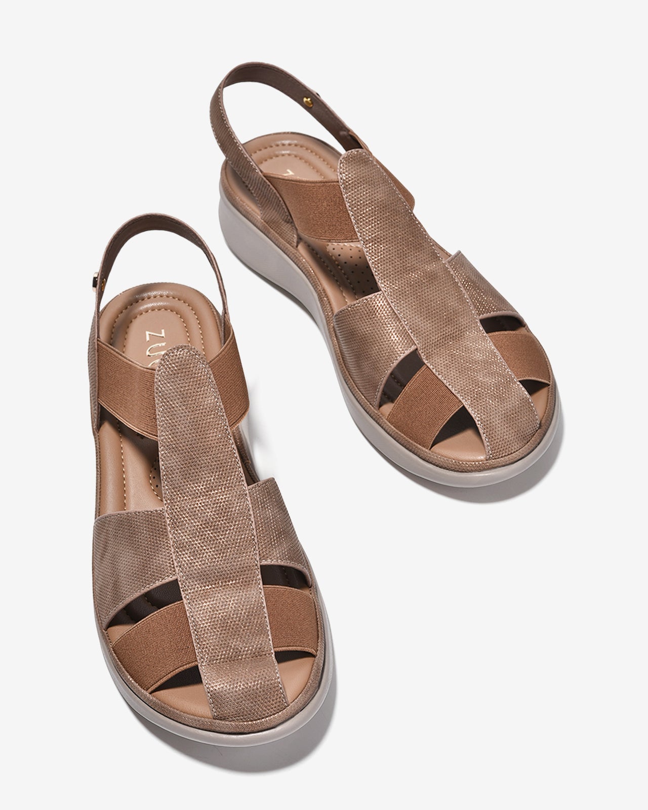 Giày Sandal Rọ Nữ Zucia Quai Dập Vân Bắt Sáng-SRXB8-Nâu Color1