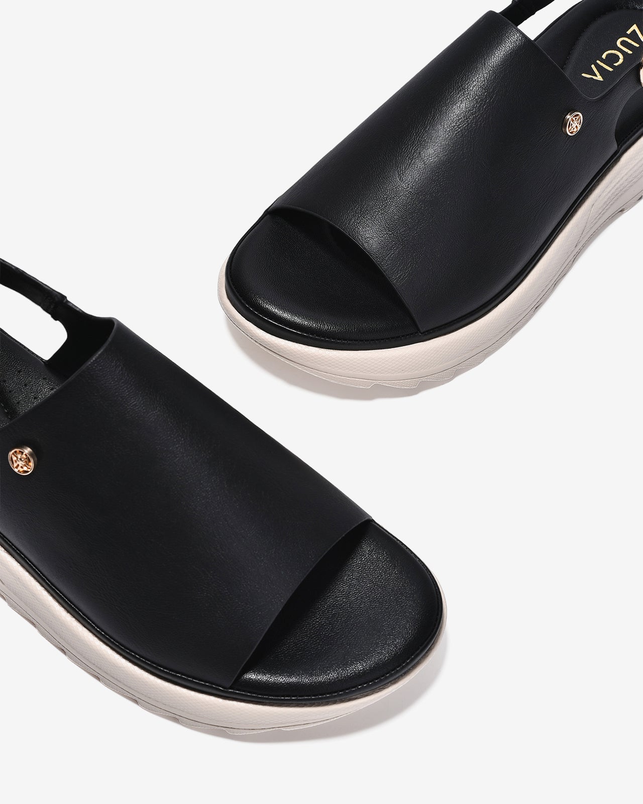 Giày Sandal Nữ Zucia Đế Bằng Quai Bảng Lớn-SRXB9-Đen Color1