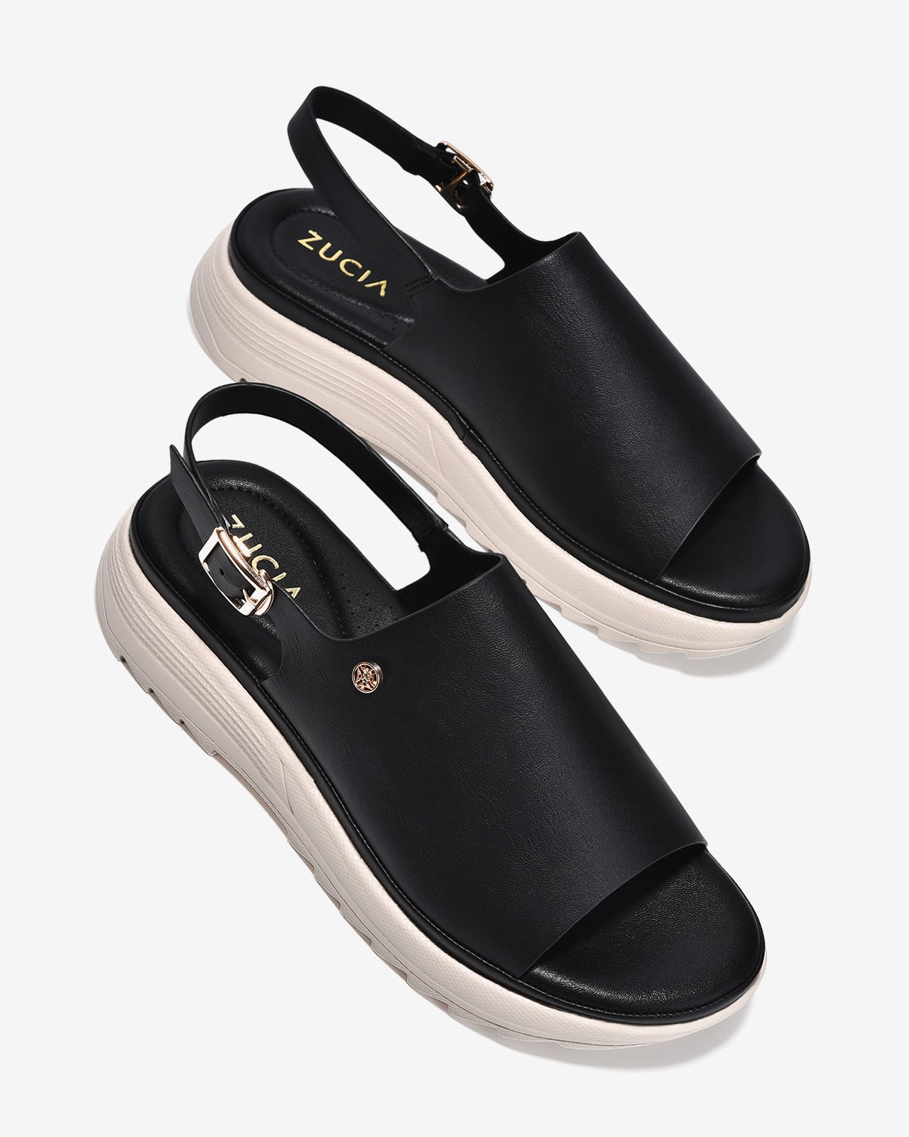 Giày Sandal Nữ Zucia Đế Bằng Quai Bảng Lớn-SRXB9-Đen Color1