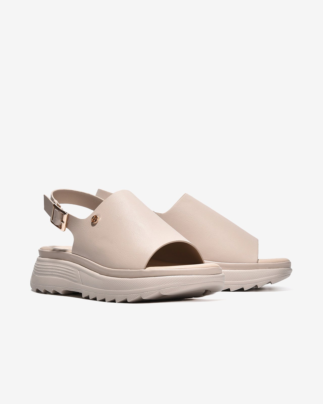 Giày Sandal Nữ Zucia Đế Bằng Quai Bảng Lớn-SRXB9-Kem Color1