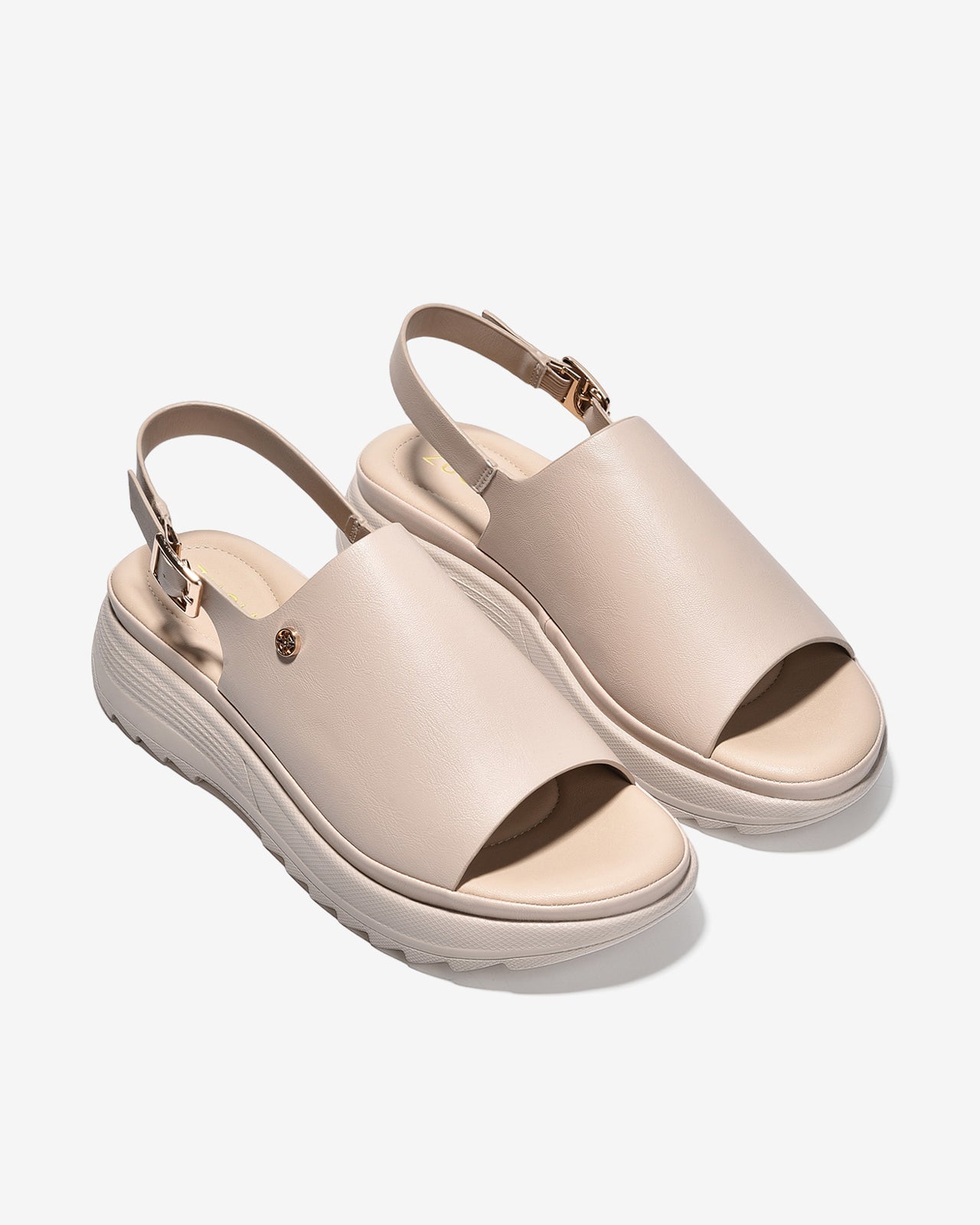 Giày Sandal Nữ Zucia Đế Bằng Quai Bảng Lớn-SRXB9-Kem Color1