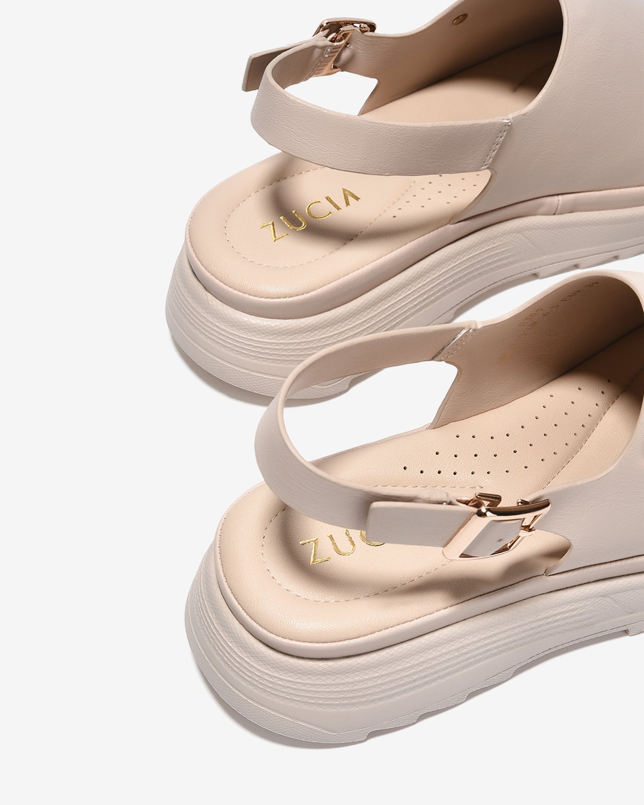 Giày Sandal Nữ Zucia Đế Bằng Quai Bảng Lớn-SRXB9-Kem Color1