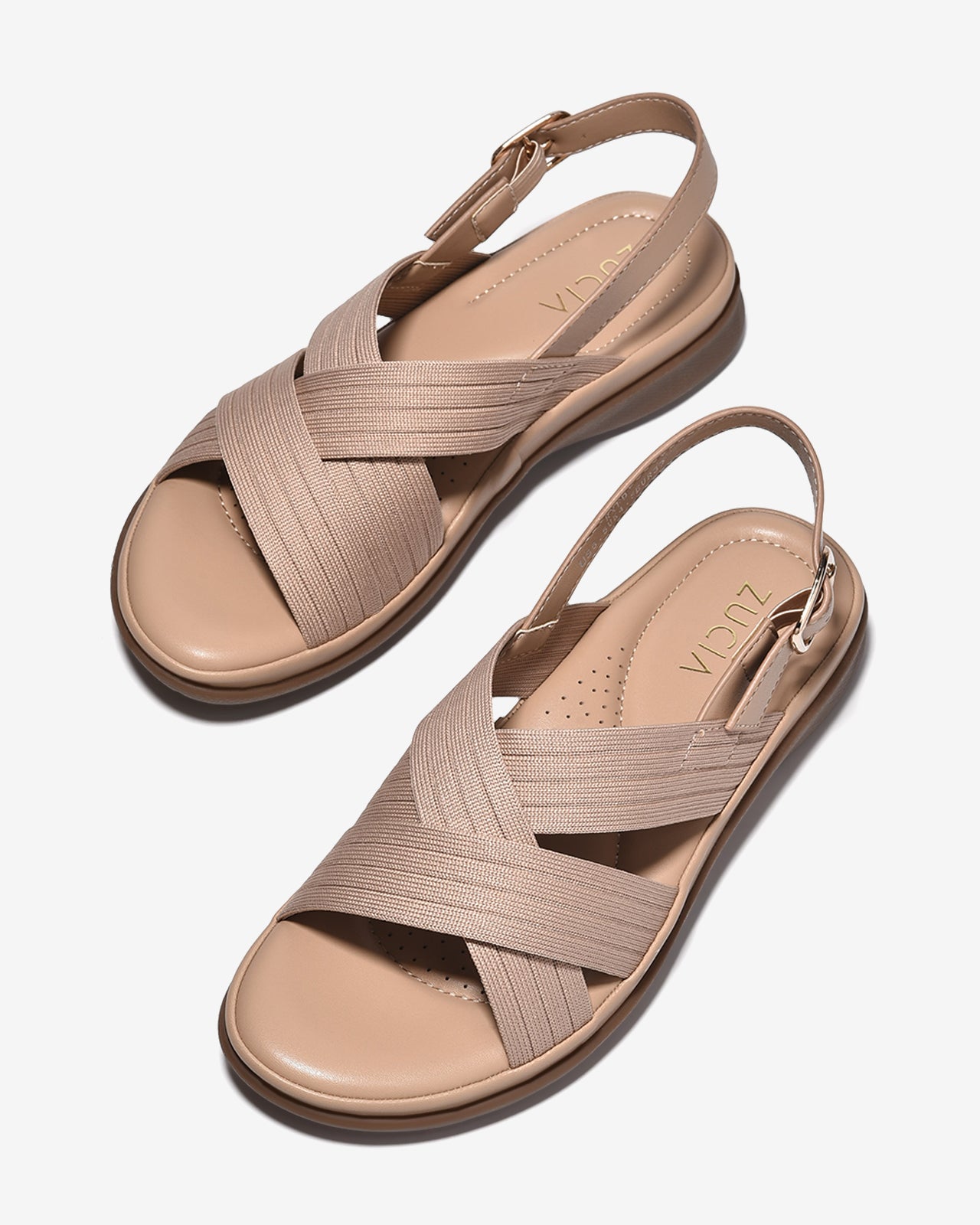 Sandal Nữ Zucia Đế Bằng Mềm 3cm Quai Đan-SRXF9Cafe Color1