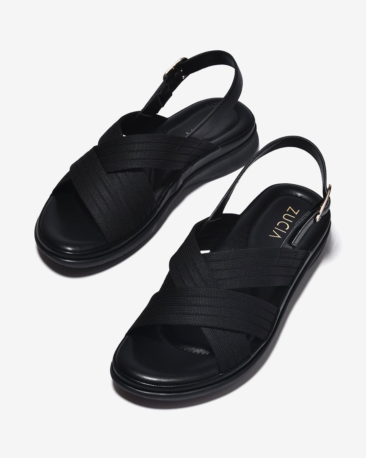 Sandal Nữ Zucia Đế Bằng Mềm 3cm Quai Đan-SRXF9Đen Color1