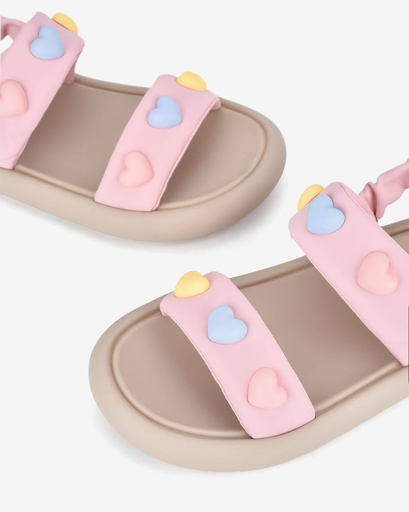Giày Sandal Trẻ Em Zucia Quai Ngang Đính Trái Tim-STH69-Hồng Color1