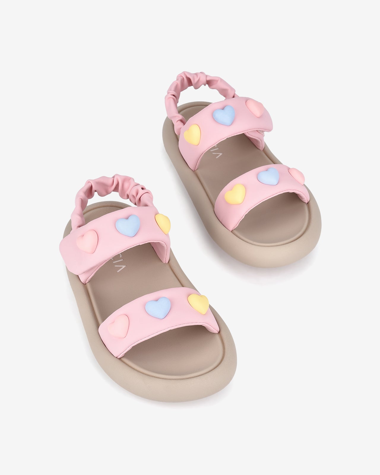 Giày Sandal Trẻ Em Zucia Quai Ngang Đính Trái Tim-STH69-Hồng Color1