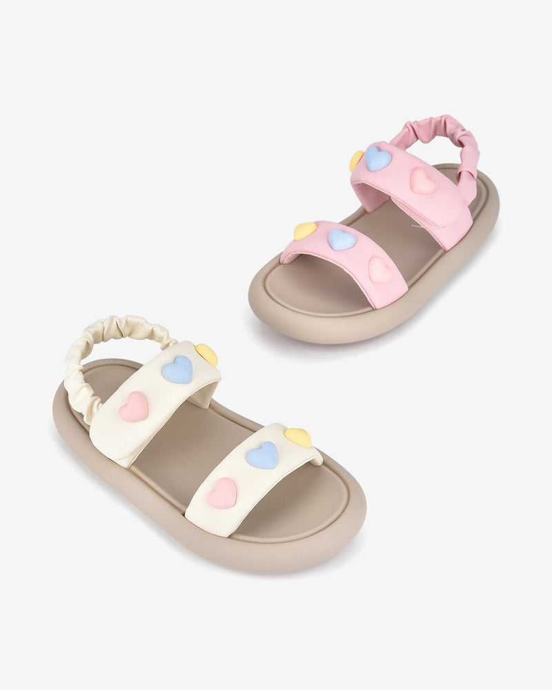 Giày Sandal Trẻ Em Zucia Quai Ngang Đính Trái Tim-STH69-Hồng Color2