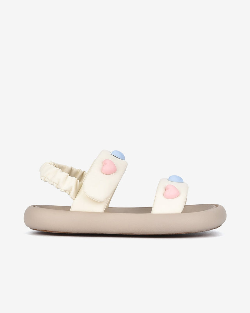 Giày Sandal Trẻ Em Zucia Quai Ngang Đính Trái Tim-STH69Kem Color2First