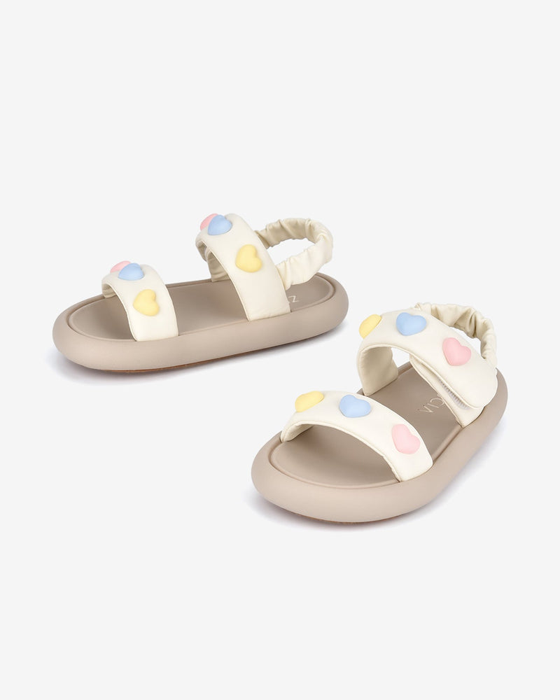 Giày Sandal Trẻ Em Zucia Quai Ngang Đính Trái Tim-STH69Kem Color2