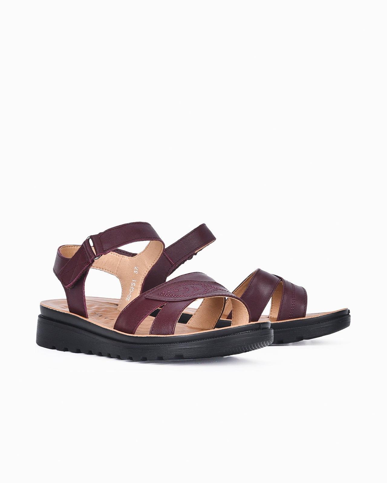 Giày Sandal Zuciani Họa Tiết Chiếc Lá-SCF51Đỏ Color1