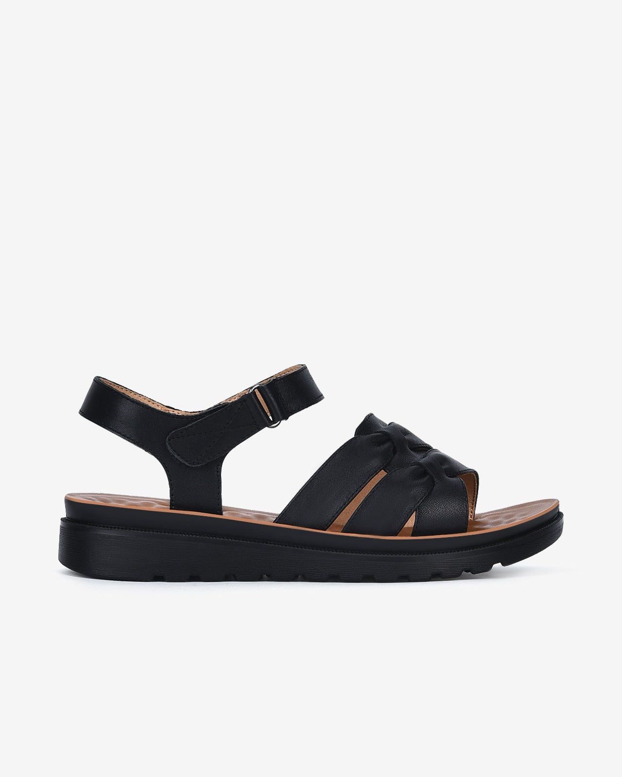 Giày Sandal Zuciani Da Mềm Khóa Dán-SCF53Đen Color2First