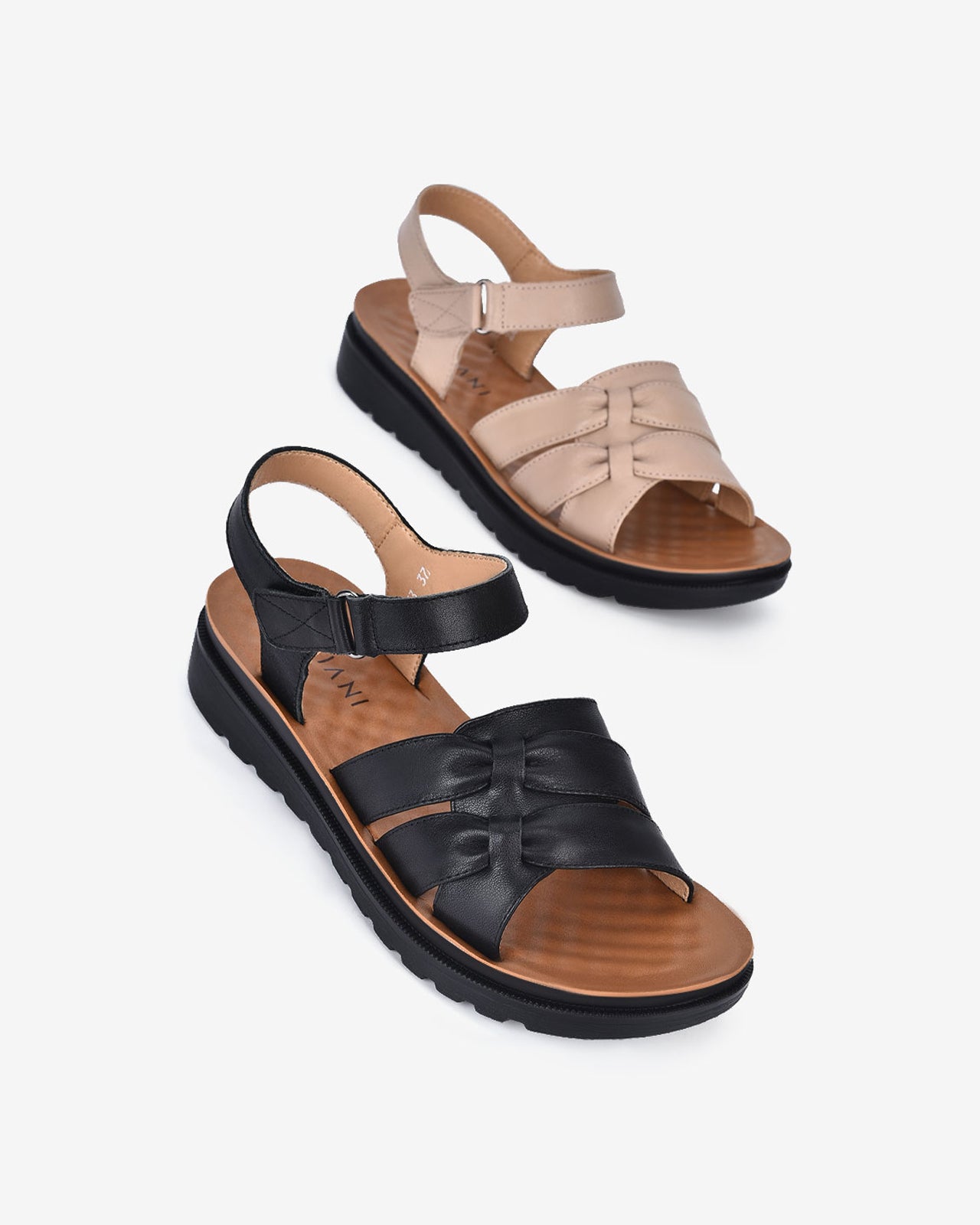 Giày Sandal Zuciani Da Mềm Khóa Dán-SCF53Đen Color1