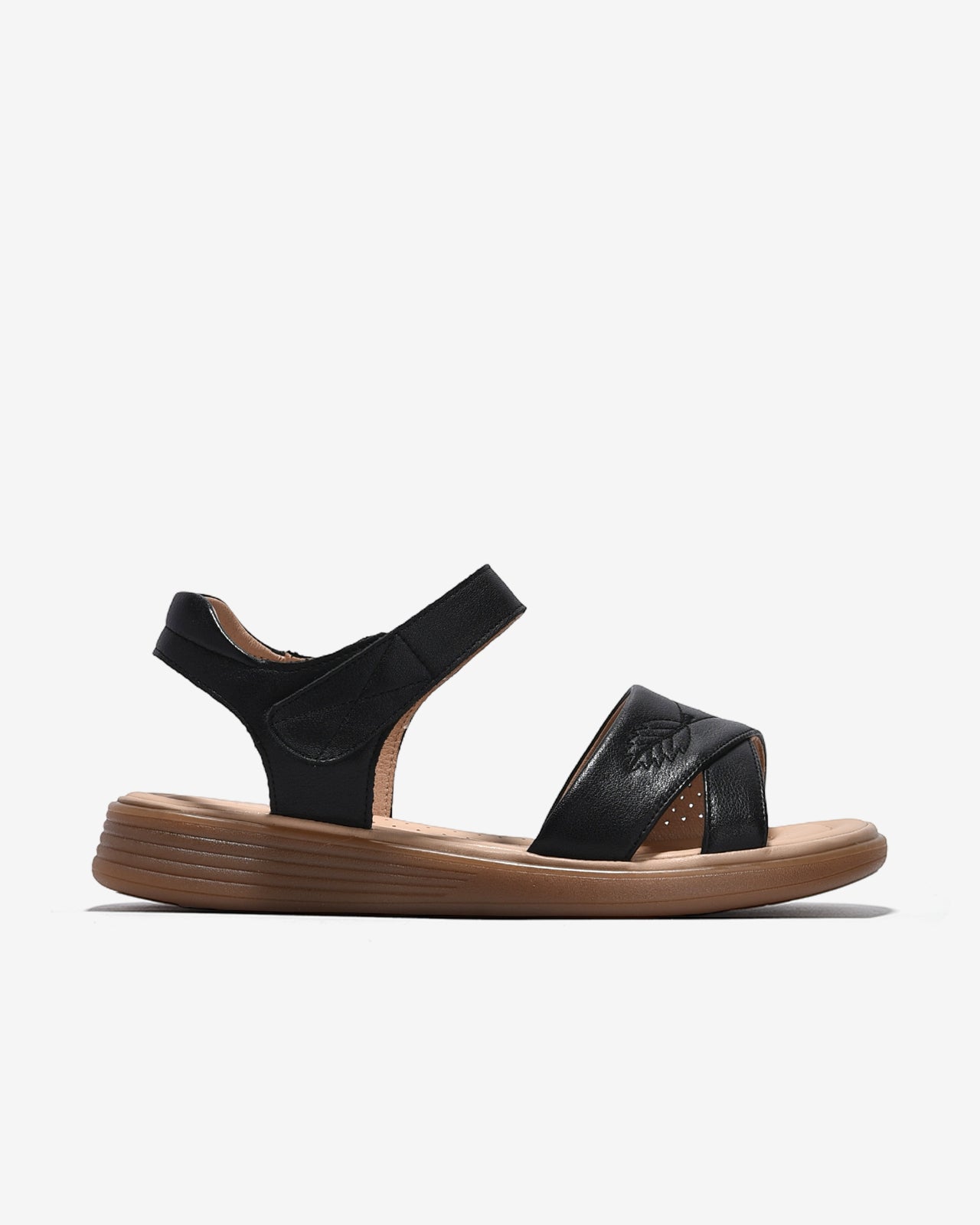 Sandals Nữ Zuciani Quai Ngang Thêu Hoạ Tiết-SCF60-Đen Color1First