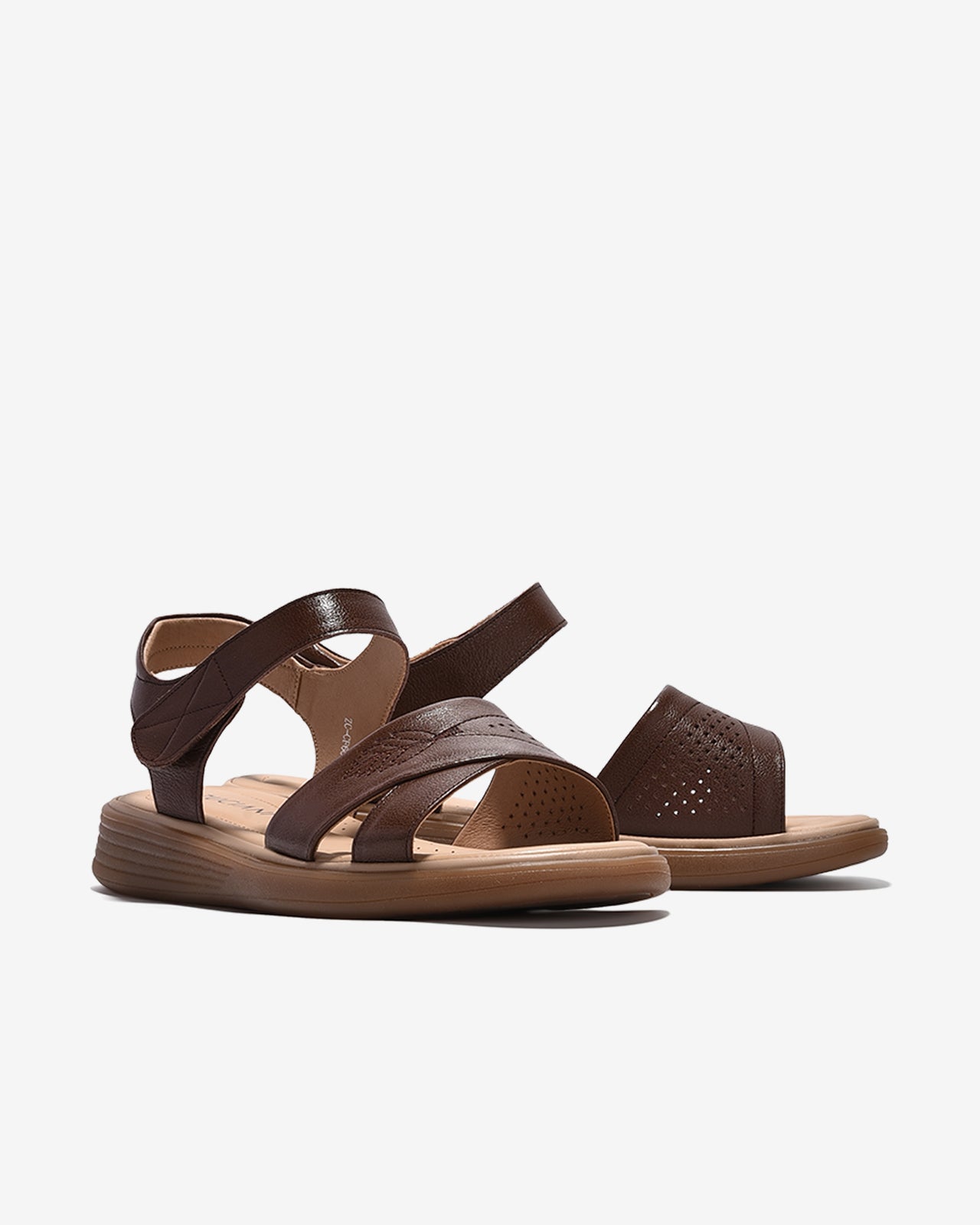 Sandals Nữ Zuciani Quai Ngang Thêu Hoạ Tiết-SCF60-Nâu Color1