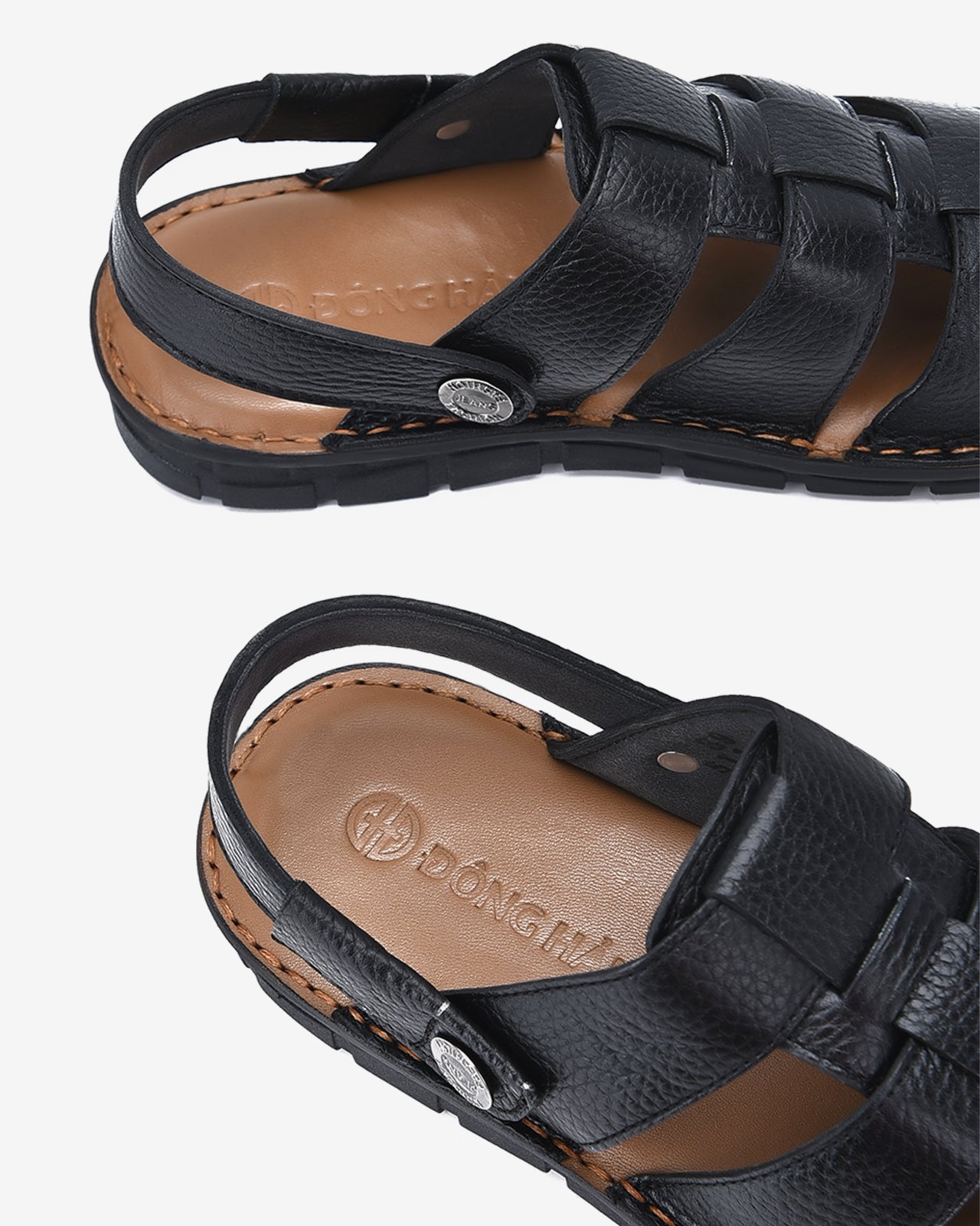 Giày Sandal Rọ Đông Hải Quai Đan 3 Bản Mũi Tròn-S1138Đen Color1