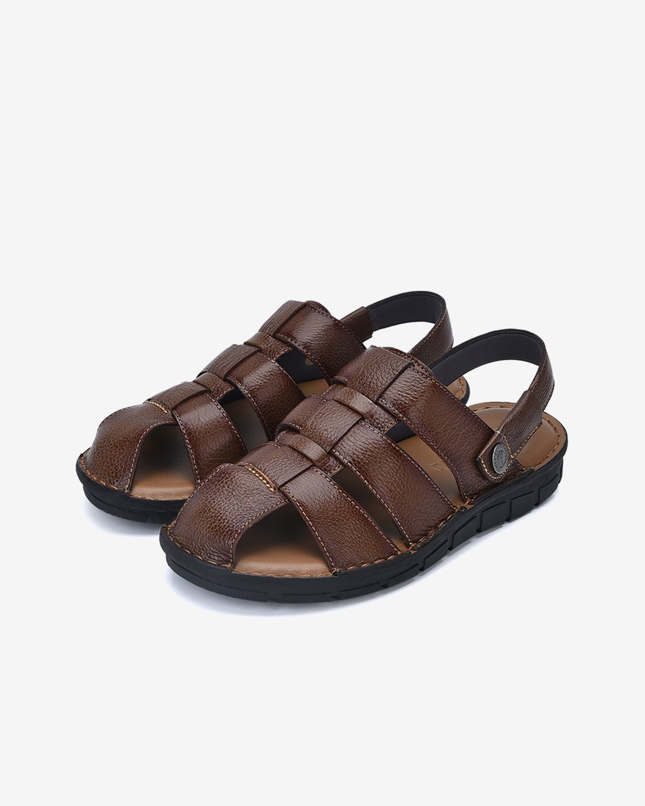 Giày Sandal Rọ Đông Hải Quai Đan 3 Bản Mũi Tròn-S1138Nâu Color1