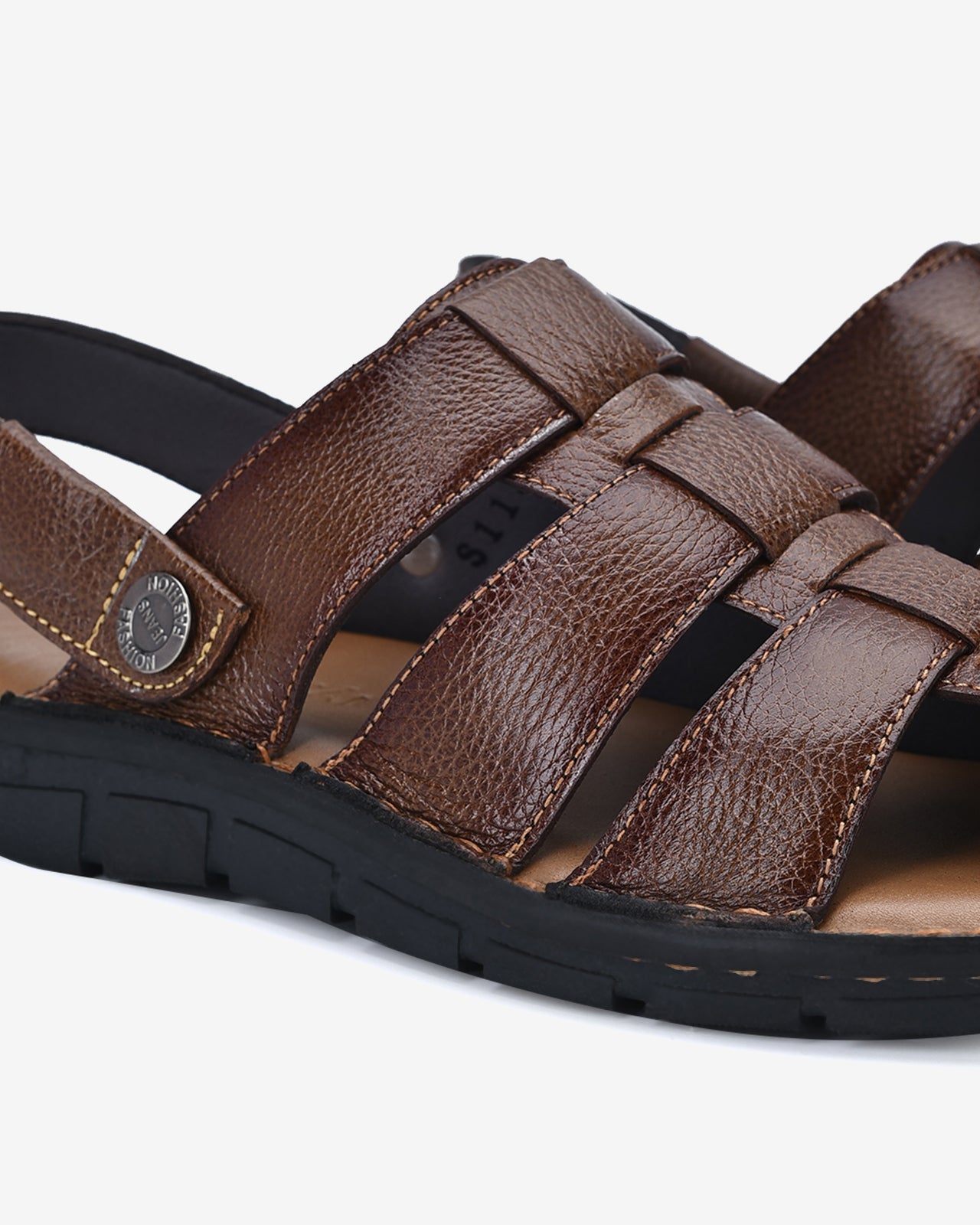 Giày Sandal Rọ Đông Hải Quai Đan 3 Bản Mũi Tròn-S1138Nâu Color1