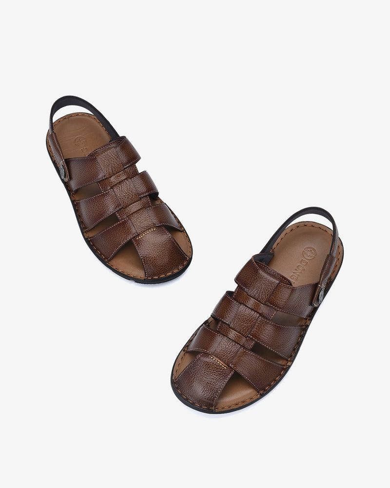 Giày Sandal Rọ Đông Hải Quai Đan 3 Bản Mũi Tròn-S1138Nâu Color1