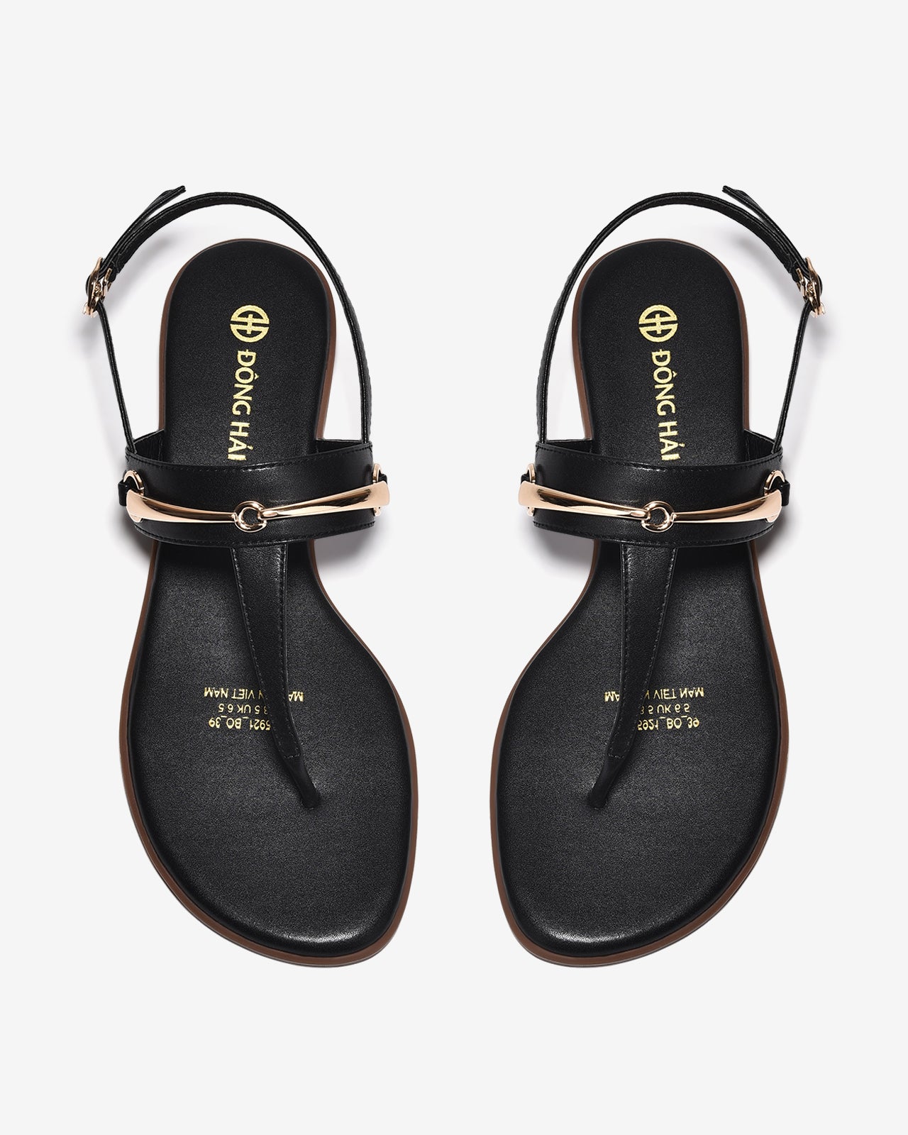 Sandal Kẹp Nữ Đông Hải Khóa Ánh Vàng-S5921Đen Color1