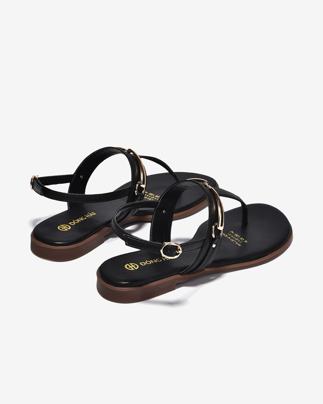 Sandal Kẹp Nữ Đông Hải Khóa Ánh Vàng-S5921Đen Color1