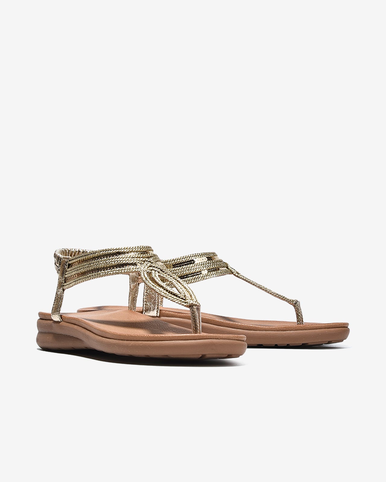 Sandal Đế Bằng Nữ Zucia Quai Bện Ánh Kim-SHLO4Vàng Color1